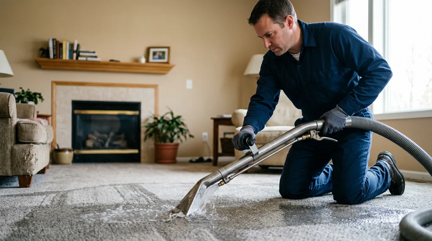Water damage restoration technician working near East Hampstead, NH